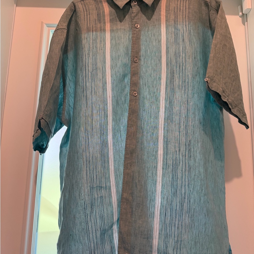 Cubavera Aqua Linen Shirt XXL